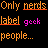 Animated contact sheet of 17 frames showing a text-based buddy icon with changing adjectives and repeated 'Only nerds' header, displayed on black background with orange grid layout.