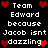 Pixelated text and red heart icons arranged in a on black background, with repeated phrases and symbols