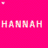 six distinct text-based icons with solid backgrounds in pink, purple, green, black, and gray displaying names or phrases