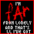 Red and white pixelated text on black background with red border, displaying 'I'M FAR FROM LONELY AND THAT'S ALL I'VE GOT' in six