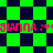 Pixelated green and dark blue checkered background with repeated pink text 'GIANNA :* GIANN' across two horizontal bands.