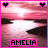 Pixelated animated buddy icon showing a pink and white landscape with heart symbols changing from black to white between frames, labeled "AMELIA" at the bottom.