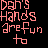 Pixelated pink text on black background reads "Dah's Hands Are Fun to Write On?" with a pixelated heart symbol.