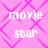 Pink background with repeating diamond pattern and white text reading 'movie star' in four identical sections.