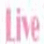 Pink 'Live' text, pink heart symbol, and black silhouette of a seated dancer with extended legs on white background.