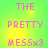 Pixelated pink text on a green-yellow gradient background with four identical arranged in a