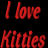 Static 48x48 pixel buddy icon with red text on black background reading "I love Killies" in a blocky, low-resolution font style.