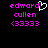 Pixelated text and symbols in pink and white on black background, with a heart symbol replacing the 'd' in 'edward' on the left side.