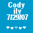 Blue background with white pixelated text 'Cody' above 'ily' above '7129107', and five white asterisks below, with one asterisk light blue in the center.