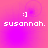 Pixelated pink and purple gradient background with white text reading 'susanah.' and a ':]' emoticon in four quadrants.