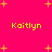 Bright pink background with scattered orange plus signs and four instances of the name 'Kaitlyn' in yellow pixelated text.