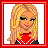 A 48x48 pixel animated contact sheet with three visible frames showing a cheerleading-themed icon featuring a blonde character and text elements on red-bordered panels.
