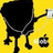 Pixelated black character with white outline holding a cup, standing on yellow background next to small apple logo and text "I bob" and "its what i am".