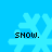 Pixelated snowflake icons with 'SNOW.' text on a blue background, arranged in a