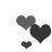 Pixelated icon with three gray hearts on white background and text "michael we are I love you perfect together" in pixel font.