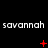 Three of white 'savannah' text on black background with red pixel symbols changing across frames