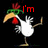 Animated cartoon chicken with red comb and green wattle, white body, yellow beak and legs, standing on black background with text changing from 'I'm' to 'That' to 'Serious'.