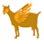 A static contact sheet of an animated icon featuring a winged goat mascot and repeated text phrases in brown pixelated font on white background.