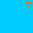 Static orange pixelated heart shape on solid blue background.