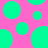 Static image of green circles and squares on a pink background with one circle having a missing segment.