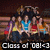 Group of people in a photo with text 'Class of 08!<3' overlaid, showing slight pixel variation between frames.