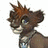 Pixelated character with brown hair and blue eyes next to a blue heart outline containing a golden crown.