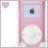 Pixelated icon with pink heart symbol on left and stylized device resembling early smartphone or MP3 player on right.