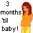 Pixelated cartoon-style buddy icon showing a pregnant woman in orange clothing with red hair and text reading '3 months til baby!' on the left side.