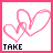 Animated pink heart outline icon with text 'TAKE my BREATH AWAY' in pixelated font, displayed across showing slight variations