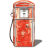 Red vintage gas pump with metallic accents and a coiled hose, displayed in six showing slight variations in the hose's position