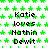 Green star pattern background with repeated black text 'Katie loves Nathan Dewit' in three , each containing four identical of the phrase