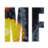 Three stylized letters M, F, and E in a horizontal row with distinct color gradients on each letter.