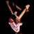 Pixelated static image of a light-colored electric guitar with red and green accents against black background, viewed from above at an angle.