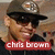 Pixelated image of a person wearing a dark cap with a metallic emblem, brown hair, and a red banner with white text reading 'chris brown' at the bottom.