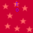 Red background with scattered light pink stars and four vertical purple 'IO' text pairs.