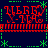 Pixelated red text 'MERRY X-MAS' on dark blue background with green star and dashed-line borders, repeated in a pattern
