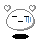 Pixelated white cloud-shaped character with closed eyes, black mouth line, and blue tear streaks; four heart shapes float above on gray background.