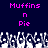Pixelated text "Muffins n Pie" in bright pink on dark blue background with white pixel art below.