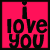 A 2x2 contact sheet of four animated frames showing a pink background with black and white text reading "i love you" in varying color states across the frames.