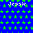 Blue background with green star pattern and repeated white text "Jessie" in pixelated font across the image.