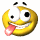 Yellow circular emoji with wide eyes, pink tongue sticking out, and black eyebrows in various positions