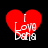 Four red heart-shaped icons with white text "I Love Dora" on black background, each showing slight pixel variation across frames.