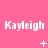 Pink background with repeated white text 'Kayleigh' and changing small white symbols below each text block.