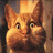A pixelated orange cat with wide eyes and a rounded face appears in four -aligned , each showing subtle variations in facial expression