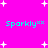 Bright pink background with white star shapes and cyan text reading "Sparkly**" in four instances.
