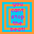 Four identical pixel-art display 'you cant stop the beat!' text with orange and blue borders, each showing a different nested square configuration