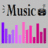 Music-themed buddy icon with audio equalizer bars in purple, pink, and magenta hues above the word Music.