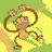 Animated contact sheet of a cartoon monkey performing various poses against a green and yellow background with visible frame-to-frame motion differences.