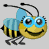 Animated contact sheet of a cartoon bee character with blue wings and glasses running across multiple frames on a gray background.
