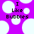 Pixelated purple background with white bubbles and black text reading "I Like Bubbles" in three lines.